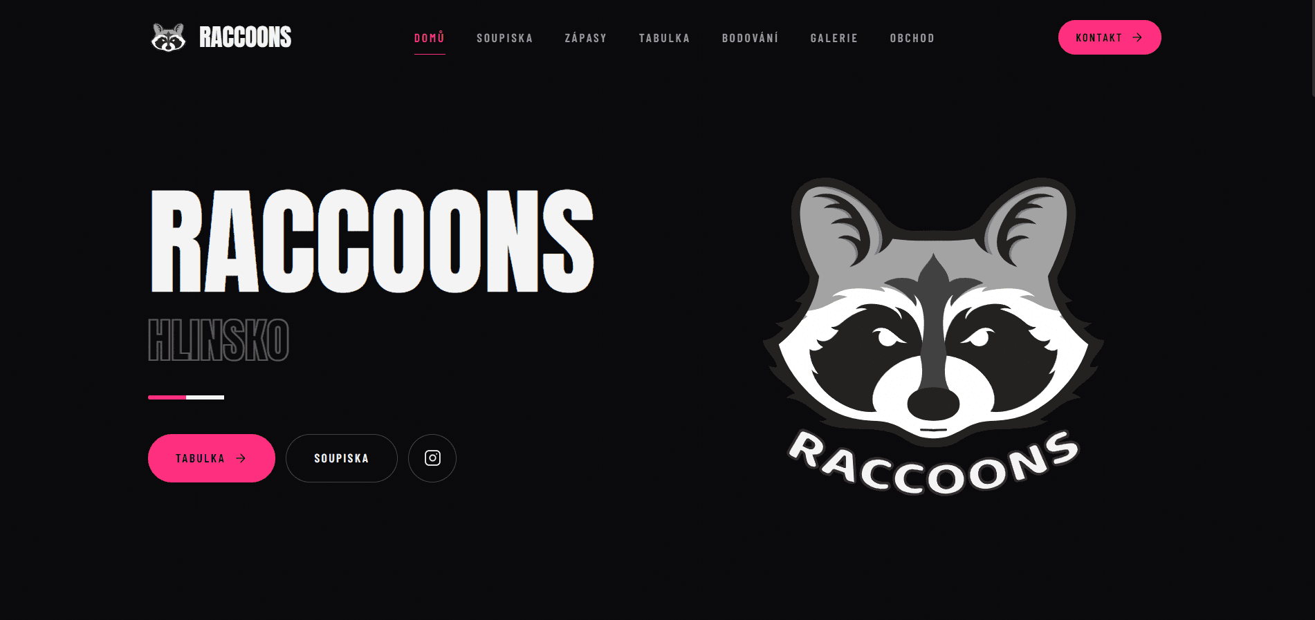 Web RACCOONS Hlinsko od Webo Studio
